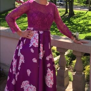 Prom Dress.  Long 2 piece floral and lace formal